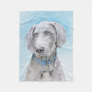 Couverture Polaire Peinture Weimaraner - Joli art original chien