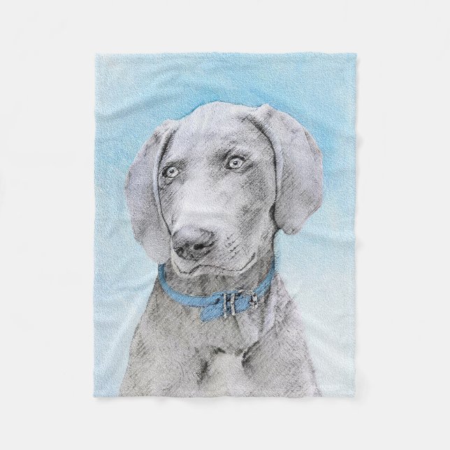 Couverture Polaire Peinture Weimaraner - Joli art original chien (Devant)