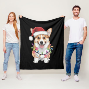 Couverture Polaire Pembroke Welsh Corgi Père Noël Lumières d'Arbre de