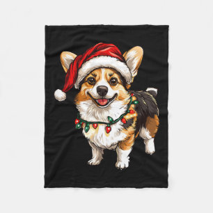 Couverture Polaire Pembroke Welsh Corgi Père Noël Lumières des arbres