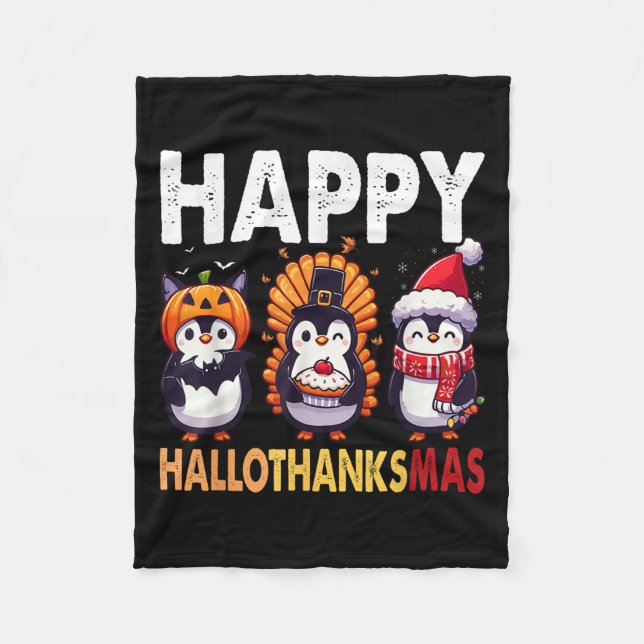 Couverture Polaire Penguin Christmas Halloween Costume Happy Hallotha (Devant)