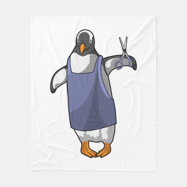 Couverture Polaire Penguin coiffeur avec ciseaux (Devant)