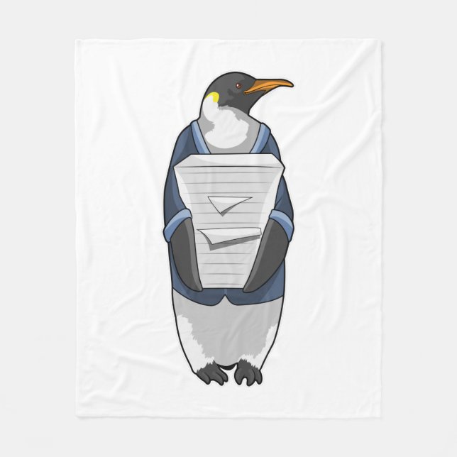 Couverture Polaire Penguin comme secrétaire avec pile de papier (Devant)