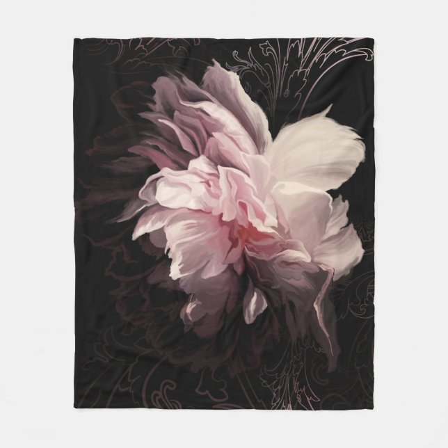 Couverture Polaire Peony Dark Wall : Peony Flower Design (Devant)