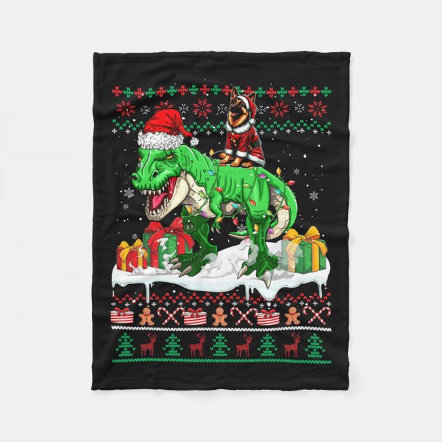 Couverture Polaire Père Noël berger allemand équitation T-rex sueur d (Devant)