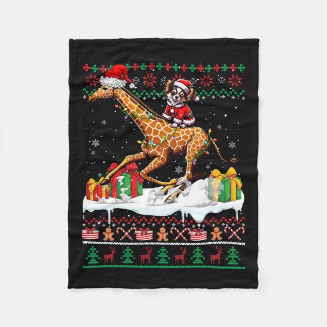 Couverture Polaire Père Noël Chihuahua équitation Giraffe Sweater de  (Devant)
