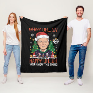 Couverture Polaire Père Noël drôle Joe Biden Joyeux Euh Euh Noël Laid