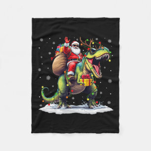 Couverture Polaire Père Noël équitation Dinosaur T Rex Christmas Boys