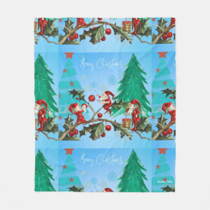 Couverture Polaire Père Noël et elfes se préparent