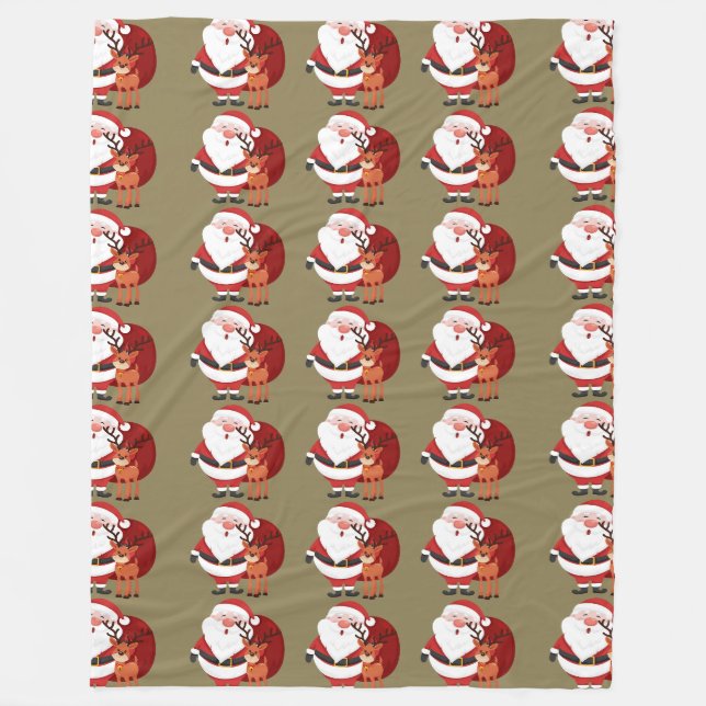 Couverture Polaire Père Noël et Reindeer Motif (Devant)