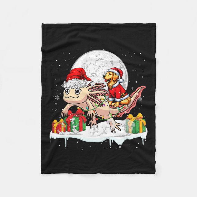 Couverture Polaire Père Noël Golden Retriever équitation Axolotl Chri (Devant)