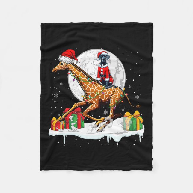 Couverture Polaire Père Noël Great Dane Riding Giraffe Propriétaire d (Devant)
