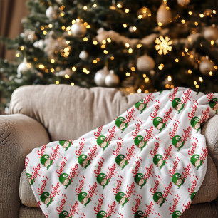Couverture Polaire Père Noël Helper Christmas Elf Red Green