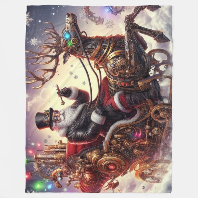Couverture Polaire Père Noël/Reindeer steampunk Noël/hiver (Devant)
