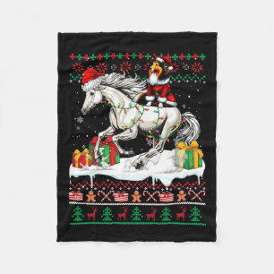Couverture Polaire Père Noël Sheltie équitation Cheval de Noël Sweate
