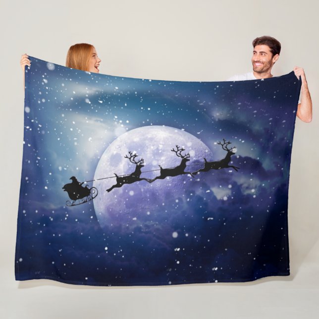 Couverture Polaire Père Noël Sleigh | Imaginaire Galaxy Christmas Nig (En situation)
