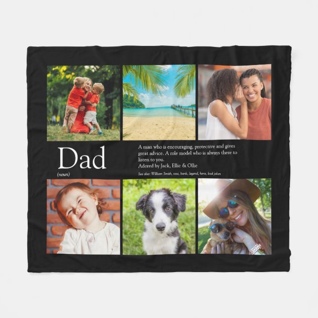 Couverture Polaire Père Papa Définition 6 Collage photo (Devant (Horizontal))