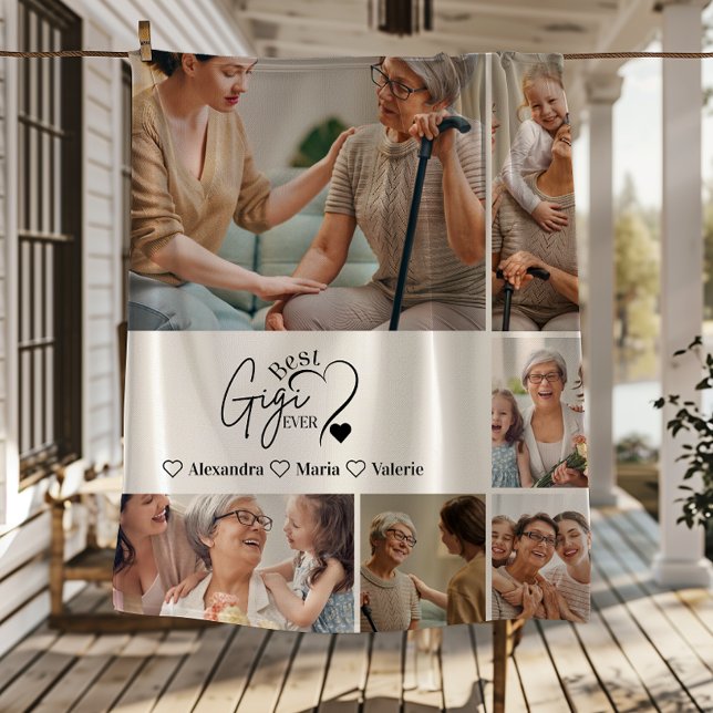Couverture Polaire Peronalized 6 Photo Best Nonna Ever Minimalist (Créateur téléchargé)