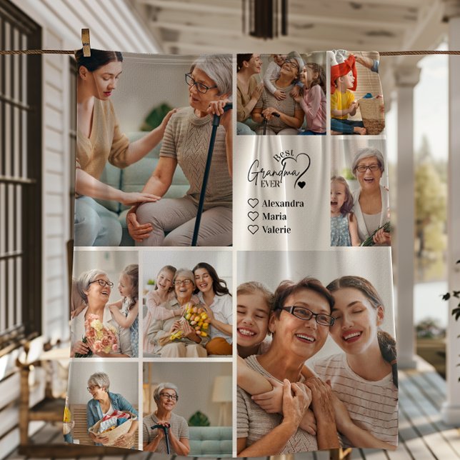Couverture Polaire Peronalized 9 Photo Best Grandma Ever Minimalist (Créateur téléchargé)