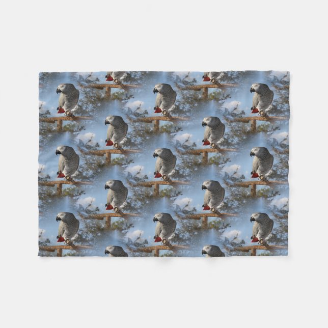 Couverture Polaire Perroquet renversant de gris africain (Devant (Horizontal))