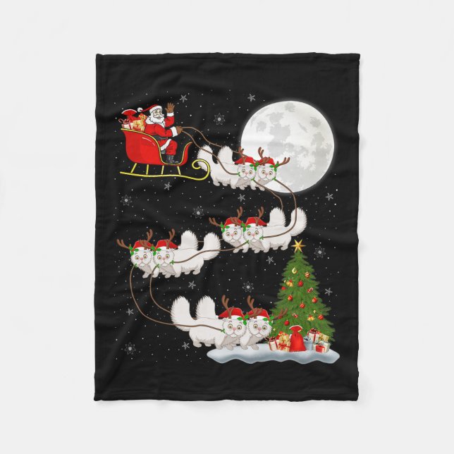 Couverture Polaire Persian Cat Santa Sleigh Flying Funny Magical Chri (Devant)