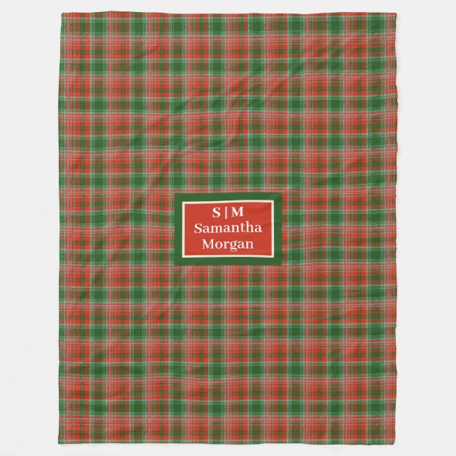 Couverture Polaire Personalized Blanket Monogram Christmas Style (Devant)