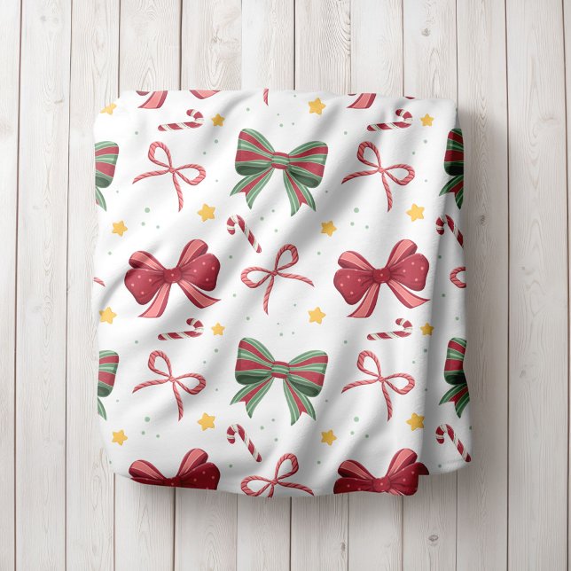 Couverture Polaire Personalized Christmas Fleece Blanket With Bows (Créateur téléchargé)