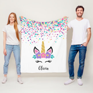 Couverture Polaire Personalized Confetti Unicorn Blanket – Polka Dot 