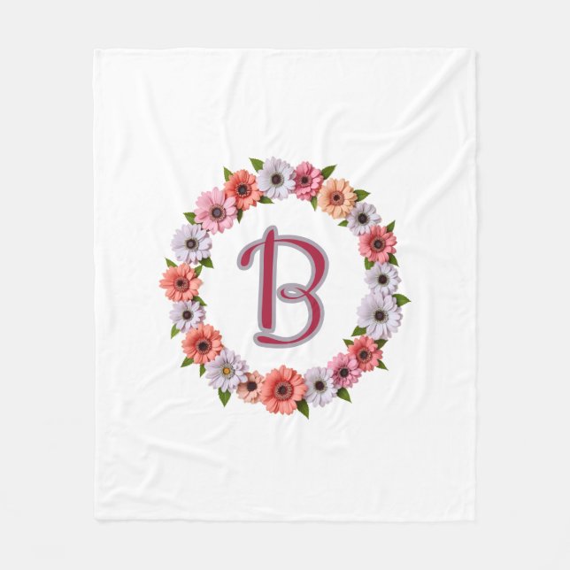 Couverture Polaire Personalized Floral Wreath Custom Name Botanical  (Devant)