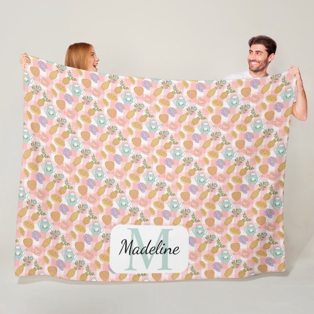 Couverture Polaire Personalized High Tea Monogram Name Pastel Pink (En situation)