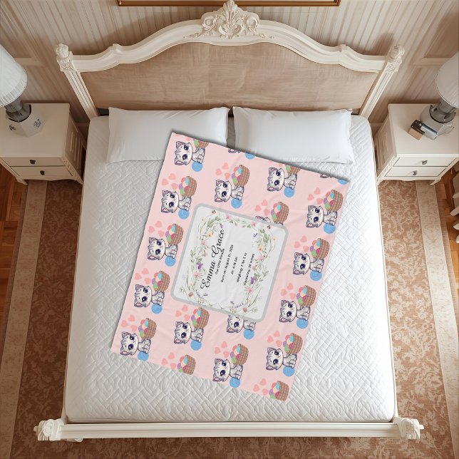 Couverture Polaire Personalized Kitten Baby Blanket | Custom Birth  (Créateur téléchargé)