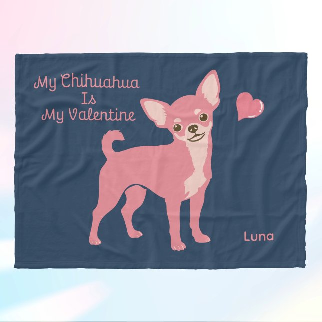 Couverture Polaire Personalized Pastel Pink Chihuahua Valentine (Créateur téléchargé)