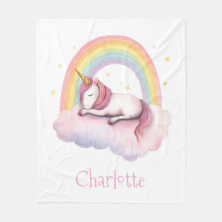 Couverture Polaire Personalized Unicorn Blanket w Watercolor Design