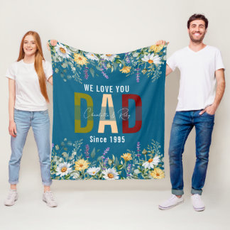 Couverture Polaire Personalized Watercolor Floral Father’s Day 