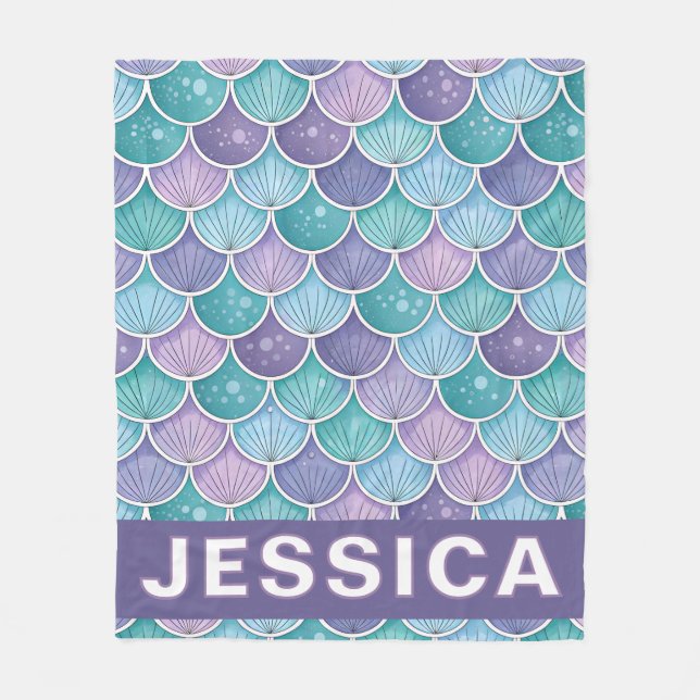 Couverture Polaire Personalized Watercolor Mermaid Scales (Devant)