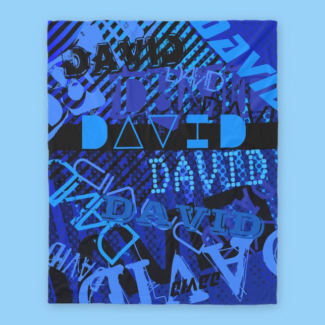 Couverture Polaire Personnalisable n'importe quel nom ou mot | Bleu e (Créateur téléchargé)