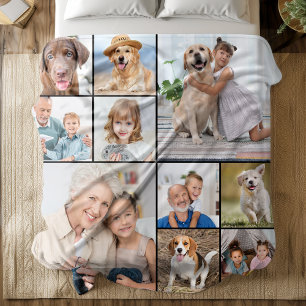 Couverture Polaire Personnalisé 14 Photo Collage Famille personnalisé