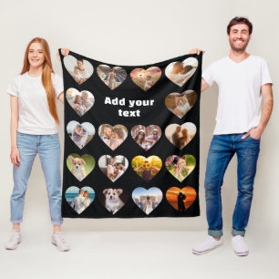 Couverture Polaire Personnalisé 18 Heart Photo Collage Blanche polair