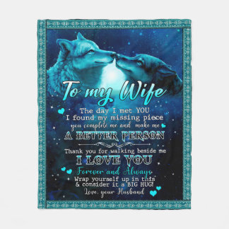 Couverture Polaire Personnalisé À Mon Épouse Amour Du Loup De Mari