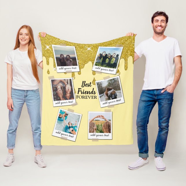 Couverture Polaire Personnalisé Best Friends 6 Photo Collage personna (En situation)