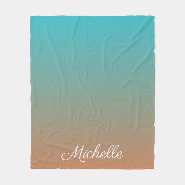 Couverture Polaire Personnalisé brun et bleu ombre (Devant)