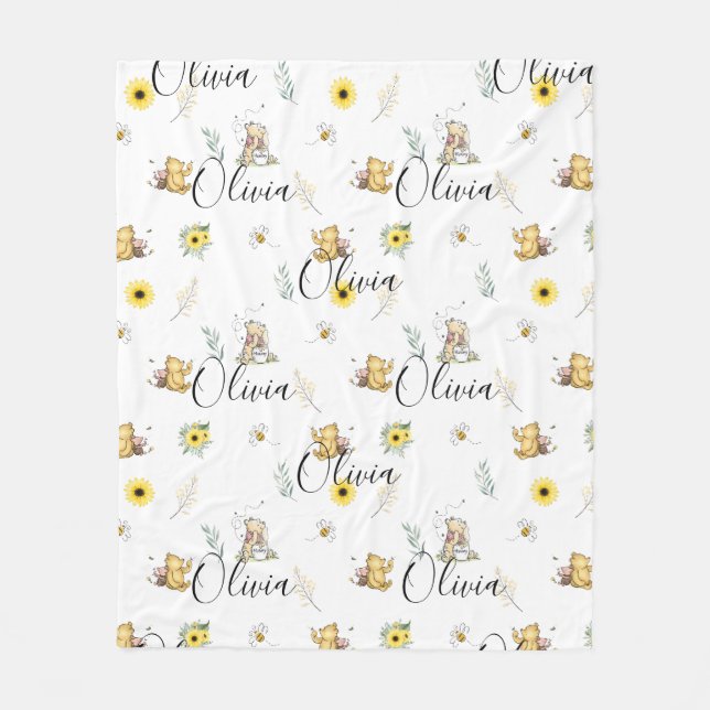 COUVERTURE POLAIRE PERSONNALISÉ CLASSIQUE OURS DE VIN BÉBÉ BLANKET CA (Devant)