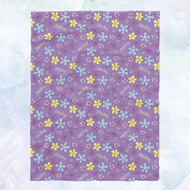 Couverture Polaire Personnalisé couleur Fleurs sauvages pourpre bébé  (Créateur téléchargé)