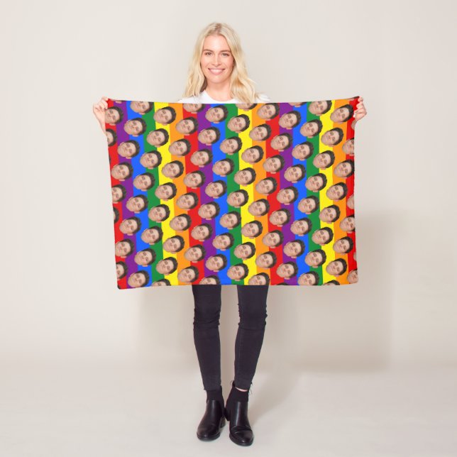 Couverture Polaire Personnalisé Funny Face Photo Gay pride Rainbow Bl (En situation)