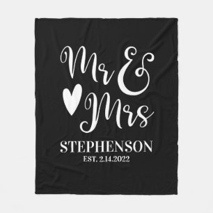 Couverture Polaire Personnalisé M. Mme Couples Mariage Fleece Blanket