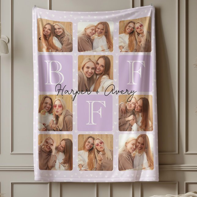 Couverture Polaire Personnalisé Meilleur Amis Forever 9 Collage photo (Celebrate your unbreakable bond with this "Best Friends Forever" photo blanket! )