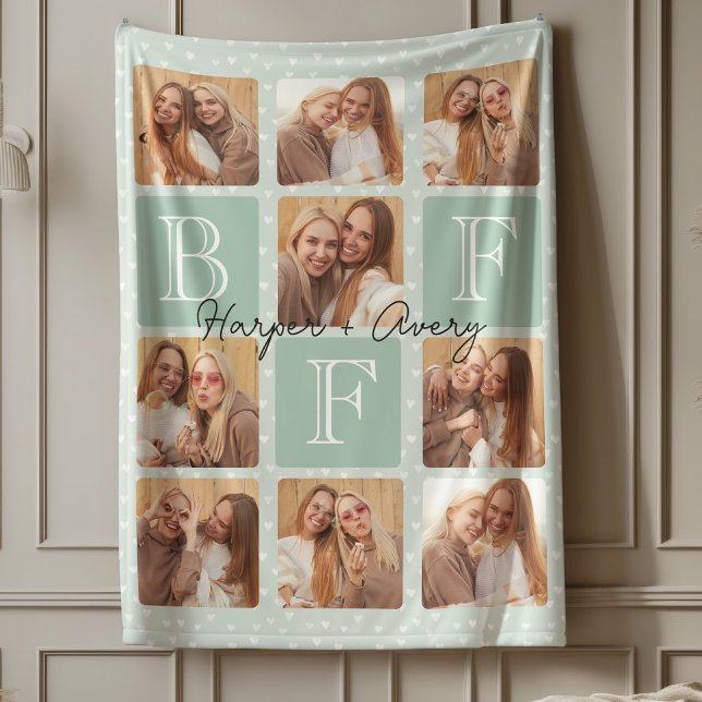 Couverture Polaire Personnalisé Meilleur Amis Forever 9 Collage photo (Celebrate your unbreakable bond with this "Best Friends Forever" photo blanket! )