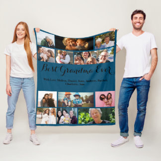 Couverture Polaire Personnalisé Meilleure grand-mère Ever 12 Collage 