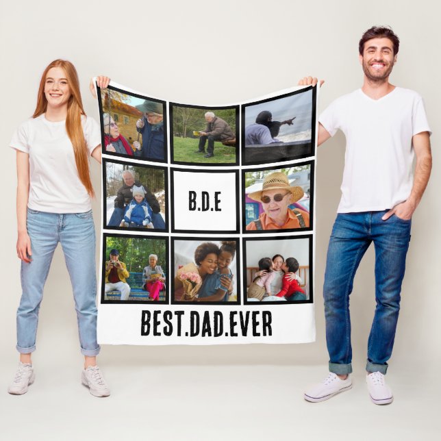 Couverture Polaire Personnalisé Moderne BDE Meilleur Papa Jamais 8 Ph (En situation)