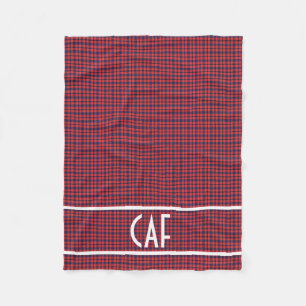 Couverture Polaire Personnalisé Monogramme Rouge et bleu Plaid